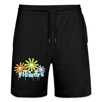 Flowers by Helfspawn - Stanley/Stella Trainer Unisex Organic Jogging Shorts - black - Front - Nik (191cm) & Marisol (170cm)