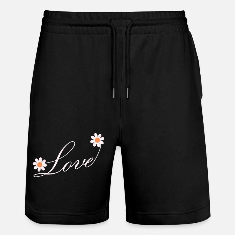Blumenliebe Skript Design - Stanley/Stella Unisex Bio Joggingshorts Trainer  - Schwarz