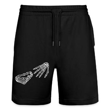 Ethereal Skeleton Hand and Bone Design - Stanley/Stella Trainer Unisex Organic Jogging Shorts - black - Front - Nik (191cm) & Marisol (170cm)