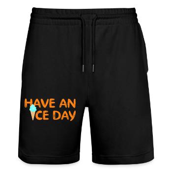 Have a nice Day Eis coole Sprüche Waffel Eiscreme - Stanley/Stella Unisex Bio Joggingshorts Trainer  - Schwarz - Vorne - Nik (191cm) & Marisol (170cm)