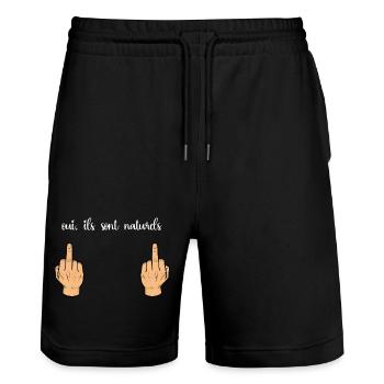 Sie sind natürlich - humorvolle Frauen - Stanley/Stella Unisex Bio Joggingshorts Trainer  - Schwarz - Vorne - Nik (191cm) & Marisol (170cm)