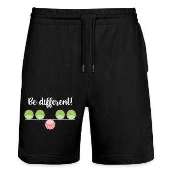 Be different! Sei einfach anders! - Stanley/Stella Unisex Bio Joggingshorts Trainer  - Schwarz - Vorne - Nik (191cm) & Marisol (170cm)