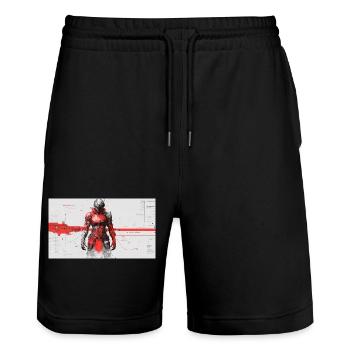Samouraï Cyber Futuriste - Short de jogging bio TRAINER Stanley/Stella unisexe - noir - Devant - Nik (191cm) & Marisol (170cm)