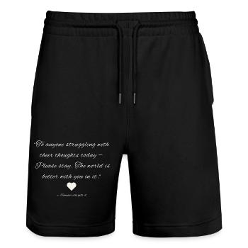 À celui qui lutte - Short de jogging bio TRAINER Stanley/Stella unisexe - noir - Devant - Nik (191cm) & Marisol (170cm)