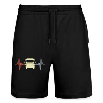 Oldtimer Bus EKG - Stanley/Stella Unisex Bio Joggingshorts Trainer  - Schwarz - Vorne - Nik (191cm) & Marisol (170cm)