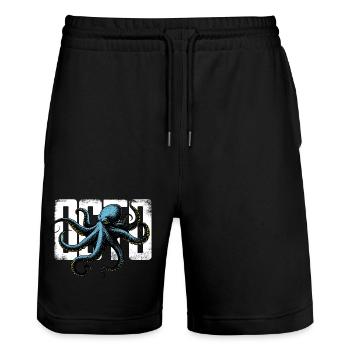 Pieuvre Stylisée - Short de jogging bio TRAINER Stanley/Stella unisexe - noir - Devant - Nik (191cm) & Marisol (170cm)