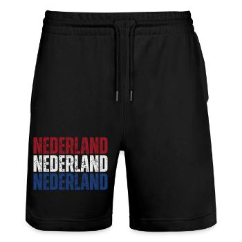 Netherlands flag, I love Holland - Stanley/Stella Trainer Unisex Organic Jogging Shorts - black - Front - Nik (191cm) & Marisol (170cm)