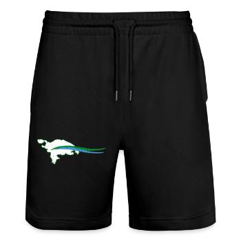 Thurgau Kanton Umriss mit Welle - Stanley/Stella Unisex Bio Joggingshorts Trainer  - Schwarz - Vorne - Nik (191cm) & Marisol (170cm)