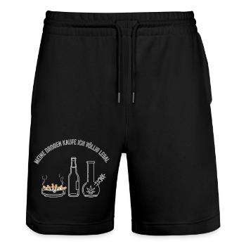 My drugs – completely legal! - Stanley/Stella Trainer Unisex Organic Jogging Shorts - black - Front - Nik (191cm) & Marisol (170cm)
