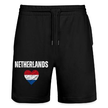 J’aime la Hollande, drapeau de la Hollande - Short de jogging bio TRAINER Stanley/Stella unisexe - noir - Devant - Nik (191cm) & Marisol (170cm)