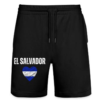 J’adore le Salvador, le drapeau salvadorien - Short de jogging bio TRAINER Stanley/Stella unisexe - noir - Devant - Nik (191cm) & Marisol (170cm)