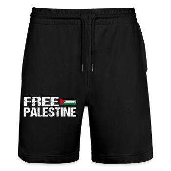 Free palestine - Stanley/Stella Unisex Bio Joggingshorts Trainer  - Schwarz - Vorne - Nik (191cm) & Marisol (170cm)