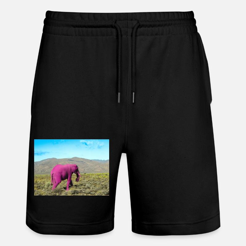 Éléphant rose dans la savane déserte - Short de jogging bio TRAINER Stanley/Stella unisexe - noir