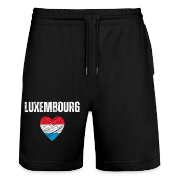 I love Luxembourg, Luxembourg pride - Stanley/Stella Trainer Unisex Organic Jogging Shorts - black - Front - Nik (191cm) & Marisol (170cm)