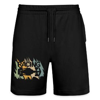 Design de course de formule rétro pour les fans de sport automobile - Short de jogging bio TRAINER Stanley/Stella unisexe - noir - Devant - Nik (191cm) & Marisol (170cm)