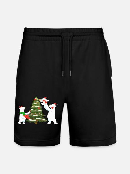 Festliche Eisbären mit Tannenbaum - Stanley/Stella Unisex Bio Joggingshorts Trainer  - Schwarz