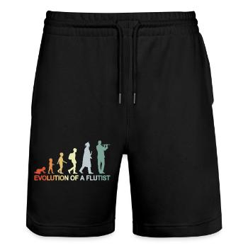 Vintage Flute Evolution - Stanley/Stella Trainer Unisex Organic Jogging Shorts - black - Front - Nik (191cm) & Marisol (170cm)