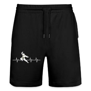Martial Heartbeat - Stanley/Stella Trainer Unisex Organic Jogging Shorts - black - Front - Nik (191cm) & Marisol (170cm)