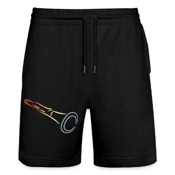 Klarinette Zeichnung - Stanley/Stella Unisex Bio Joggingshorts Trainer  - Schwarz - Vorne - Nik (191cm) & Marisol (170cm)
