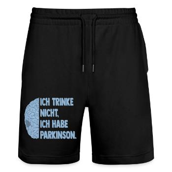 Ich trinke nicht, ich habe Parkinson. - Stanley/Stella Unisex Bio Joggingshorts Trainer  - Schwarz - Vorne - Nik (191cm) & Marisol (170cm)