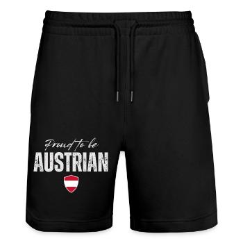 Proud Austrian, Made in Austria - Stanley/Stella Unisex Bio Joggingshorts Trainer  - Schwarz - Vorne - Nik (191cm) & Marisol (170cm)