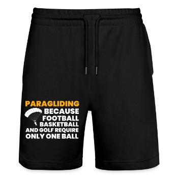 Paragliding Lustiges T Shirt Geschenk - Stanley/Stella Unisex Bio Joggingshorts Trainer  - Schwarz - Vorne - Nik (191cm) & Marisol (170cm)