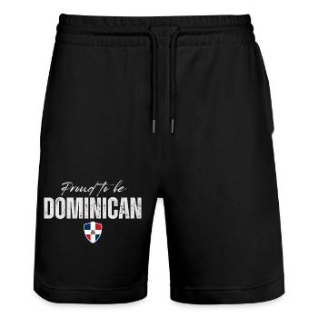 Stolzer Dominikaner, hergestellt in der Dominikanischen Republik - Stanley/Stella Unisex Bio Joggingshorts Trainer  - Schwarz - Vorne - Nik (191cm) & Marisol (170cm)