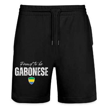 Gabonese proud, Made in Gabon - Stanley/Stella Trainer Unisex Organic Jogging Shorts - black - Front - Nik (191cm) & Marisol (170cm)
