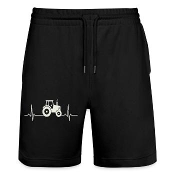 Heartbeat Tractor – ECG for Farmers - Stanley/Stella Trainer Unisex Organic Jogging Shorts - black - Front - Nik (191cm) & Marisol (170cm)