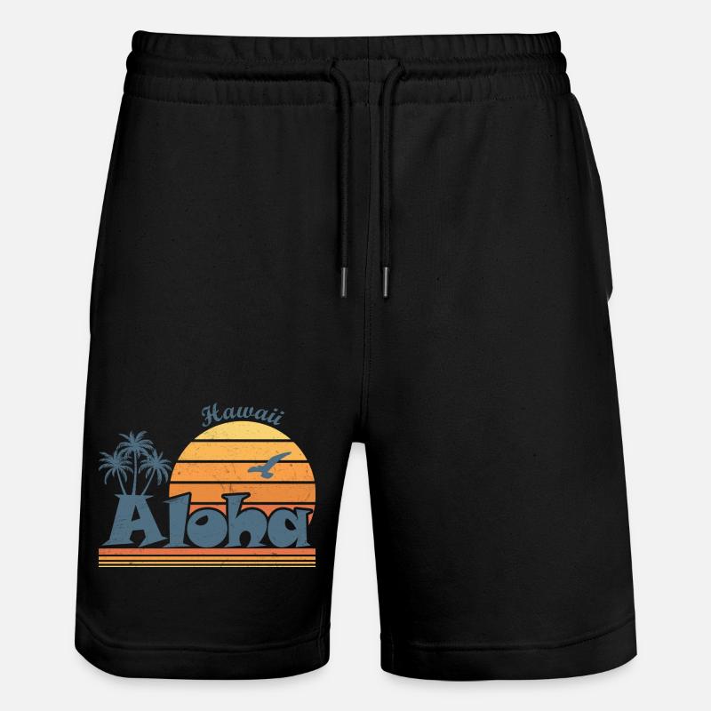 Hawaiian Sunset Aloha Design - Stanley/Stella Trainer Unisex Organic Jogging Shorts - black