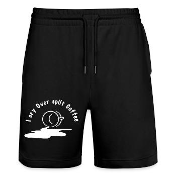 Cosmic Moon Coffee Design - Stanley/Stella Trainer Unisex Organic Jogging Shorts - black - Front - Nik (191cm) & Marisol (170cm)