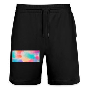 Vibrant Watercolor Colors - Stanley/Stella Trainer Unisex Organic Jogging Shorts - black - Front - Nik (191cm) & Marisol (170cm)
