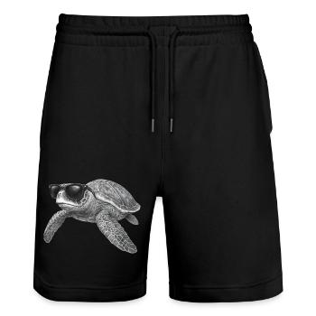 Cooler Meeresschildkröte mit Sonnenbrille - Stanley/Stella Unisex Bio Joggingshorts Trainer  - Schwarz - Vorne - Nik (191cm) & Marisol (170cm)