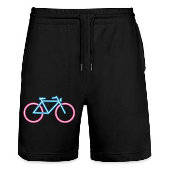 Motif de vélo lumineux dans des couleurs néon vives - Short de jogging bio TRAINER Stanley/Stella unisexe - noir - Devant - Nik (191cm) & Marisol (170cm)