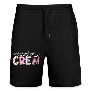 Lustiger Halloween-Junggesellenabschied - Crew - Stanley/Stella Unisex Bio Joggingshorts Trainer  - Schwarz - Vorne - Nik (191cm) & Marisol (170cm)