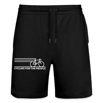 Conception artistique dynamique de ligne de vélo - Short de jogging bio TRAINER Stanley/Stella unisexe - noir - Devant - Nik (191cm) & Marisol (170cm)