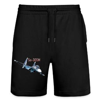 Su-30SM - Short de jogging bio TRAINER Stanley/Stella unisexe - noir - Devant - Nik (191cm) & Marisol (170cm)