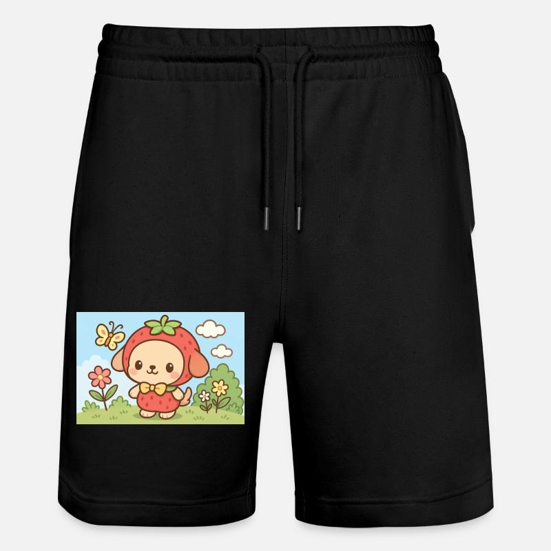 Erdbeer-Hunde-Charakter-Design - Stanley/Stella Unisex Bio Joggingshorts Trainer  - Schwarz