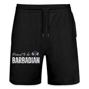 Barbados Pride, Barbados Flagge - Stanley/Stella Unisex Bio Joggingshorts Trainer  - Schwarz - Vorne - Nik (191cm) & Marisol (170cm)