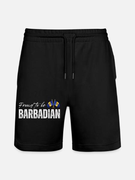 Barbadian Pride, Barbados Flag - Stanley/Stella Trainer Unisex Organic Jogging Shorts - black