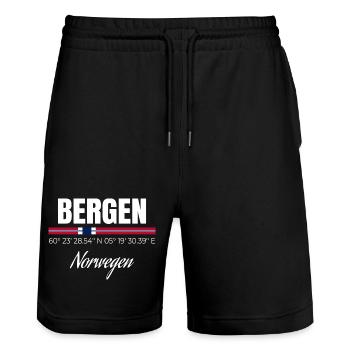 Bergen - Stanley/Stella Unisex Bio Joggingshorts Trainer  - Schwarz - Vorne - Nik (191cm) & Marisol (170cm)