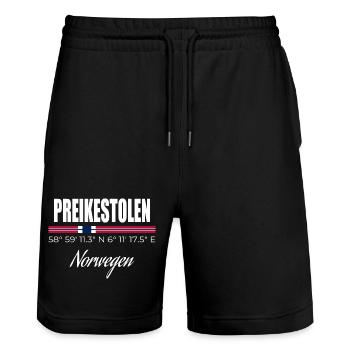 Preikestolen - Stanley/Stella Unisex Bio Joggingshorts Trainer  - Schwarz - Vorne - Nik (191cm) & Marisol (170cm)