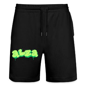 Bright Green Graffiti Style Design - Stanley/Stella Trainer Unisex Organic Jogging Shorts - black - Front - Nik (191cm) & Marisol (170cm)