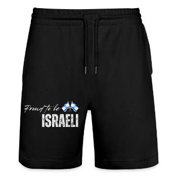 Israeli Pride, I Love Israel - Stanley/Stella Trainer Unisex Organic Jogging Shorts - black - Front - Nik (191cm) & Marisol (170cm)