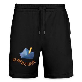 Fièvre de voyage Papier Bateau Vacances Cool Dictons Mer - Short de jogging bio TRAINER Stanley/Stella unisexe - noir - Devant - Nik (191cm) & Marisol (170cm)