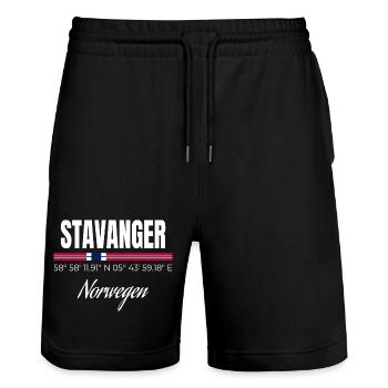 Stavanger - Stanley/Stella Unisex Bio Joggingshorts Trainer  - Schwarz - Vorne - Nik (191cm) & Marisol (170cm)