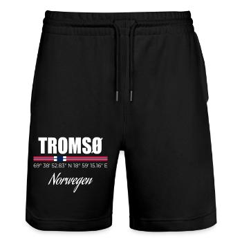 TROMSØ - Stanley/Stella Unisex Bio Joggingshorts Trainer  - Schwarz - Vorne - Nik (191cm) & Marisol (170cm)