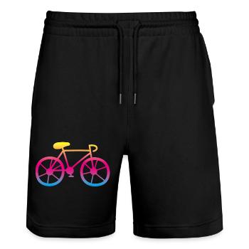 Bicycle Bike Color Rainbow Wheel Cycling Tour - Stanley/Stella Trainer Unisex Organic Jogging Shorts - black - Front - Nik (191cm) & Marisol (170cm)