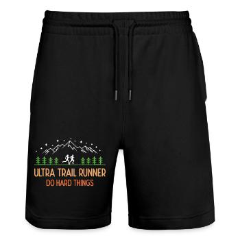 Ultra Trail Runner – Mach schwierige Dinge - Stanley/Stella Unisex Bio Joggingshorts Trainer  - Schwarz - Vorne - Nik (191cm) & Marisol (170cm)