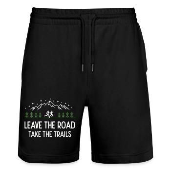 Trailrunning – Verlasse die Straße, nimm die Trails - Stanley/Stella Unisex Bio Joggingshorts Trainer  - Schwarz - Vorne - Nik (191cm) & Marisol (170cm)